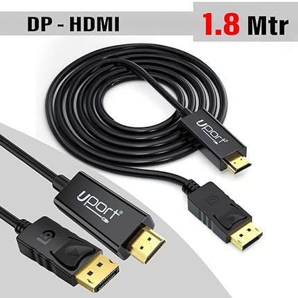 1.8 Meter DisplayPort to HDMI Cable, 4K@30HZ Uni-Directional DP to HDMI Audio/Video Display Cable, Support Multi-Screen - Black