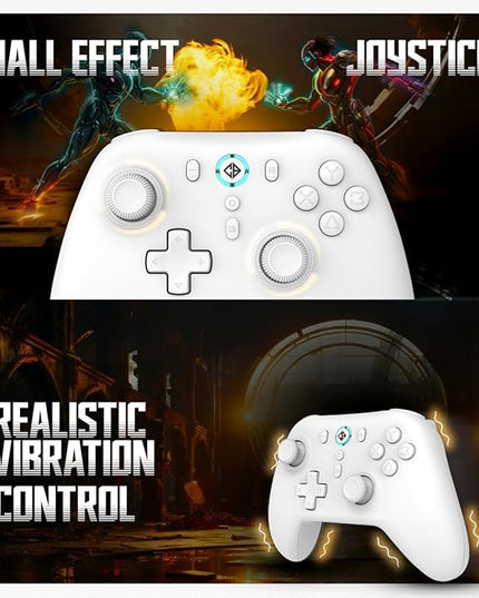 Cosmic Byte Blitz Wireless + Wired Controller for PC, Hall Effect Joystick & Triggers, 1000Hz Polling Rate, Adjustable Vibration, Turbo & Auto Turbo (White)