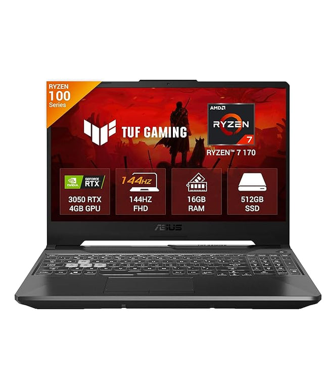 ASUS TUF A15 (2026), AMD Ryzen 7 170,RTX 3050-4GB,16GB RAM (Upgradeable),512GB SSD,FHD, 15.6"(39.6 cm),Windows 11,M365 Basic(1 Year),Office 2024, Graphite Black, 2.3 Kg, FA506NCQ-HN007WS,Gaming Laptop