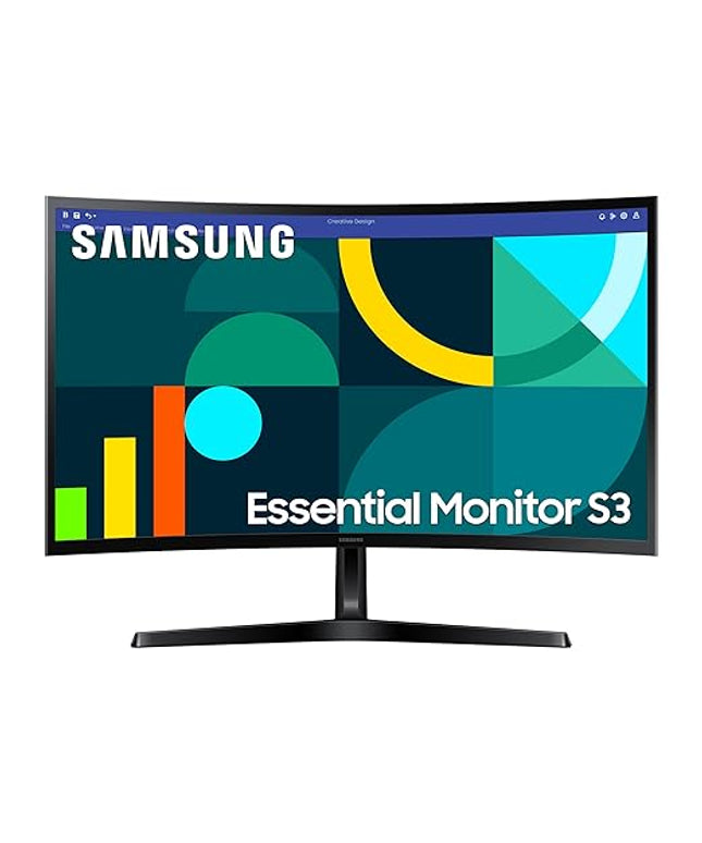Samsung 27" (68.5cm) 100Hz Curved Monitor|1800R Curved Screen|100Hz|4ms|SRGB 95%|Ports-HDMI,D-Sub,Headphone|Game Mode|EyeSaver Mode|16.7M Color Support|Flicker Free|Off Timer Plus|LS27D368GAWXXL|Black