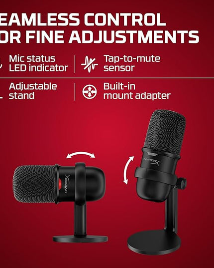HyperX Solocast-USB Condenser Gaming Unidirectional Microphone,for Pc,Ps4,and Mac,Tap-to-Mute Sensor,Cardioid Polar Pattern, Black (4P5P8AA)