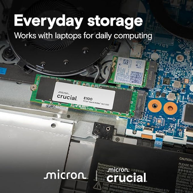 Crucial E100 1TB M.2 NVMe PCIe Gen4 Internal SSD, Up to 5,000MB/s, Laptop & Desktop Compatible - CT1000E100SSD8