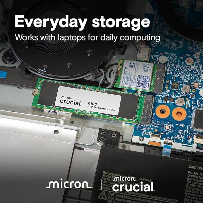 Crucial E100 1TB M.2 NVMe PCIe Gen4 Internal SSD, Up to 5,000MB/s, Laptop & Desktop Compatible - CT1000E100SSD8