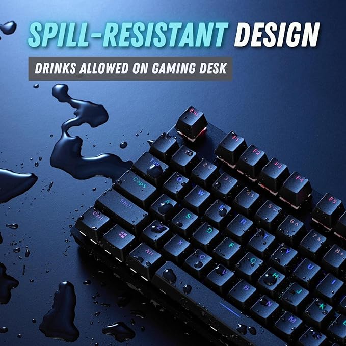 RAPOO V500 PRO Full Size RGB Mechanical USB-A Gaming Keyboard -Spill Resistant, Anti-Ghosting, Conflict Free Design, Compatible with Windows, macOS - Black