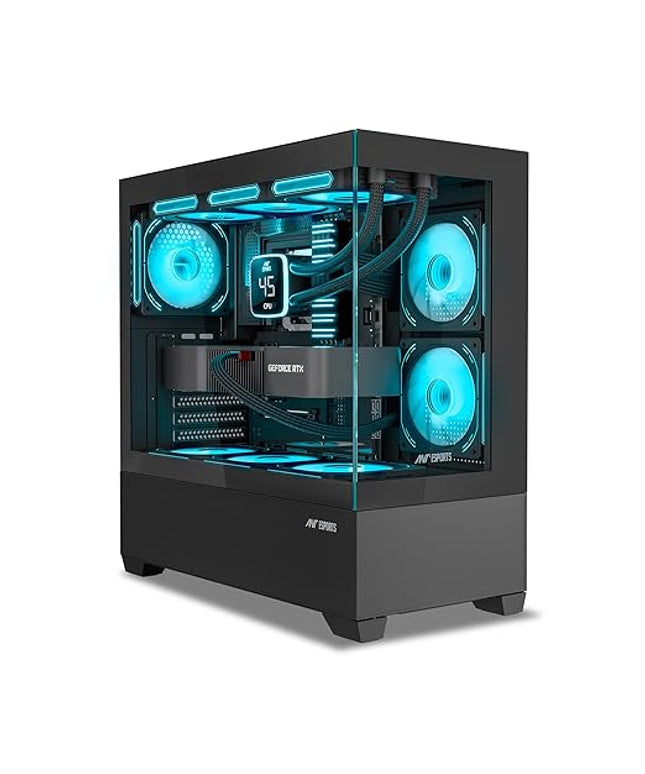 Ant Esports Crystal Z3 Mid-Tower Computer Case/Gaming Cabinet – Black | Support ATX, M-ATX, ITX | Pre-Installed 3 ARGB Fans