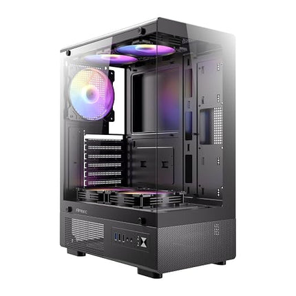 Antec VCX300 ARGB Mid Tower PC Case Black High Airflow Mesh Front 5 ARGB Fans