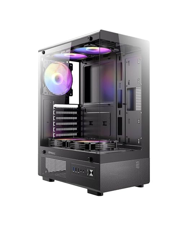 Antec VCX300 ARGB Mid Tower PC Case Black High Airflow Mesh Front 5 ARGB Fans