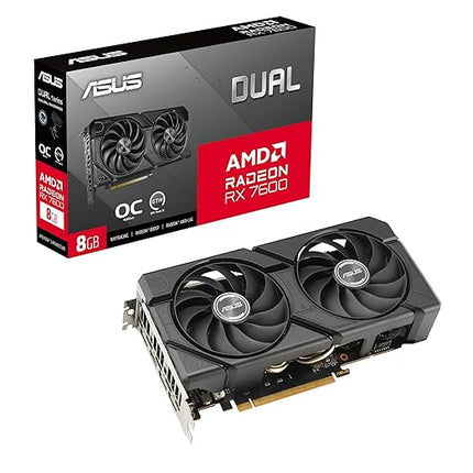 ASUS Dual Radeon™ RX 7600 EVO OC Edition 8GB GDDR6 (PCIe® 4.0, 8 GB GDDR6, HDMI® 2.1, DisplayPort™ 1.4a, 2.5-Slot Design, Axial-tech Fans, GPU Tweak III)