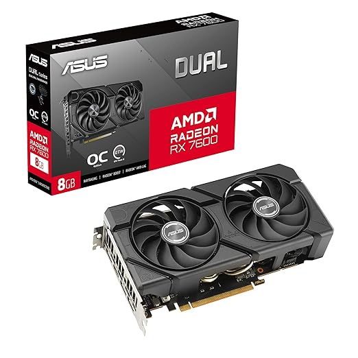 ASUS Dual Radeon™ RX 7600 EVO OC Edition 8GB GDDR6 (PCIe® 4.0, 8 GB GDDR6, HDMI® 2.1, DisplayPort™ 1.4a, 2.5-Slot Design, Axial-tech Fans, GPU Tweak III)
