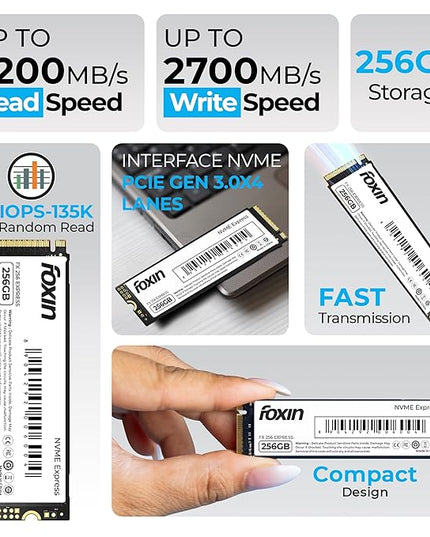 FOXIN SSD 512 GB NVMe | Internal Solid State Drive with Micron Chipset, SMI controller, M.2 PCIe 3.0 interface | Ultra-low Power Consumption | Read/Write Speed Upto 2100/1800 MB/s | 5 Yrs Warrant