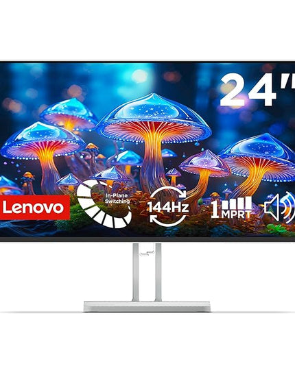 Lenovo L24-4C| 24 Inch (60.96cm) Ultraslim PC Monitor, IPS, FHD 1920x1080, 144Hz, 99% sRGB, 1ms, 2x3W Speakers, HDMI, Display Port, Audio Out Port, AMD FreeSync,Eyesafe, Bezel-Less, VESA Mount, Grey
