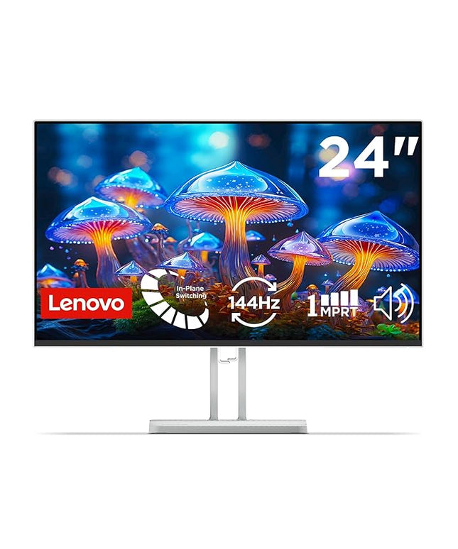 Lenovo L24-4C| 24 Inch (60.96cm) Ultraslim PC Monitor, IPS, FHD 1920x1080, 144Hz, 99% sRGB, 1ms, 2x3W Speakers, HDMI, Display Port, Audio Out Port, AMD FreeSync,Eyesafe, Bezel-Less, VESA Mount, Grey