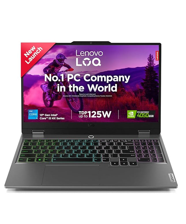 Lenovo LOQ 2024, Intel Core i5-13450HX, 13th Gen, NVIDIA RTX 4050-6GB, 16GB RAM, 512GB SSD, FHD 144Hz, 15.6"/39.6cm, Windows 11, Office Home 2024, Grey, 2.4Kg, 83DV018JIN, 1Yr ADP Free Gaming Laptop