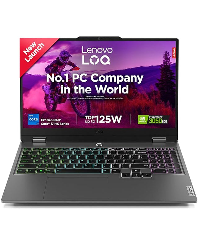 Lenovo LOQ Intel Core i7-13650HX 15.6" (39.6cm) 144Hz 300Nits FHD Gaming Laptop (16GB/512GB SSD/Win 11/NVIDIA RTX 3050 6GB Graphics/100% sRGB/Office 24/1Yr ADP Free/Grey/2.4Kg), 83DV018PIN