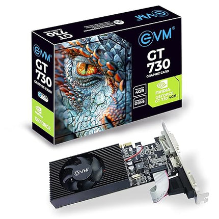 EVM 4GB Nvidia GeForce GT730 Graphics Card - DDR3 - VGA, HDMI, DVI Outputs - High-Resolution 1920x1080 - Heat Sink with Fan - PCIe 2.0 Support - 3 Years Warranty (EVM-GT730)