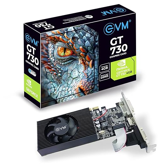 EVM 4GB Nvidia GeForce GT730 Graphics Card - DDR3 - VGA, HDMI, DVI Outputs - High-Resolution 1920x1080 - Heat Sink with Fan - PCIe 2.0 Support - 3 Years Warranty (EVM-GT730)
