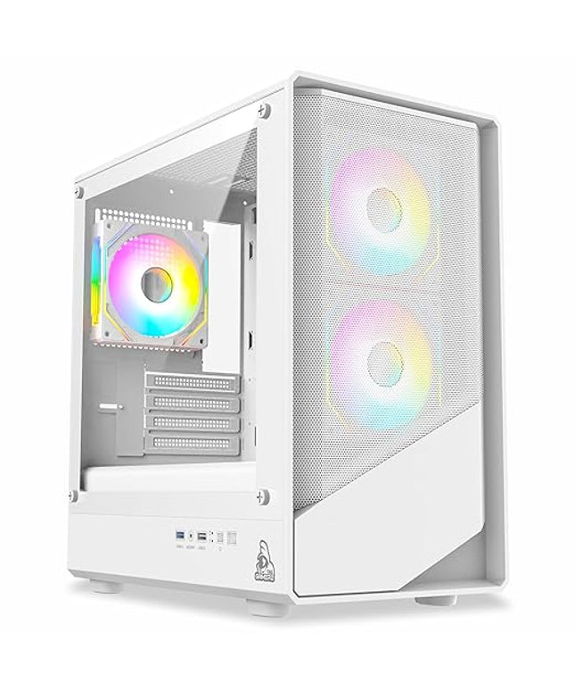 TAG Gamerz Starlight Mid-Tower Computer PC Case/Gaming Cabinet, Front Mesh Panel, 3x Pre-Installed Infinity Mirror ARGB Fans | Supports M-ATX, ITX | 240mm Radiator Support | 4mm Tempered Glass (White)