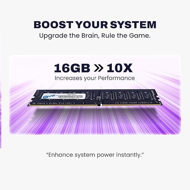 EVM 16GB DDR4 Desktop RAM Memory | 3200MHz | PC4-25600 | Long-DIMM | 288-Pin | 1.2V Low Voltage | High Performance | Intel & AMD Compatible | 10 Year Warranty (EVMT16G3200U88P)