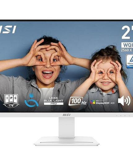 MSI PRO MP273QW E2 27 Inch WQHD Office Monitor - 2560 x 1440 IPS Panel, 100 Hz, Eye-Friendly Screen, Built-in Speakers, Tilt-Adjustable - HDMI 2.0b, DP (1.2a)