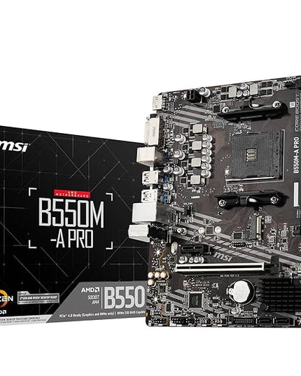 MSI B550M-A PRO Motherboard, Micro-ATX - Supports AMD Ryzen 5000/3000 Series Processors, AM4 Socket, DDR4 Memory Boost 4600 OC, PCIe 4.0 x16, 1 x M.2 Slot, USB 3.2 Gen1, HDMI, Components
