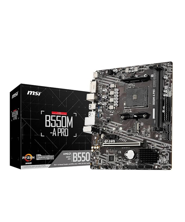 MSI B550M-A PRO Motherboard, Micro-ATX - Supports AMD Ryzen 5000/3000 Series Processors, AM4 Socket, DDR4 Memory Boost 4600 OC, PCIe 4.0 x16, 1 x M.2 Slot, USB 3.2 Gen1, HDMI, Components