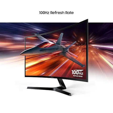 Samsung 27" (68.5cm) 100Hz Curved Monitor|1800R Curved Screen|100Hz|4ms|SRGB 95%|Ports-HDMI,D-Sub,Headphone|Game Mode|EyeSaver Mode|16.7M Color Support|Flicker Free|Off Timer Plus|LS27D368GAWXXL|Black