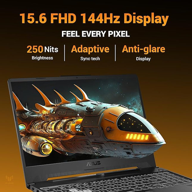 ASUS TUF A15, AMD Ryzen 7 7445HS, Gaming Laptop(RTX 3050-4GB/75W TGP/16GB RAM/512GB SSD/FHD/15.6"/144Hz/Backlit Keyboard/48Whrs/Win11/MS Office24/Graphite Black/2.3 Kg) FA506NCG-HN200WS