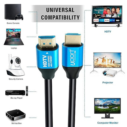 1.5 Meter 4K HDMI Cable with Ethernet, 4K/2K Ultra HD 1080P Resolution, 18 Gbps High Speed Transmission, Compatible with TV, Laptop, Monitor, Projector, Gaming Console, Blu-ray player & More