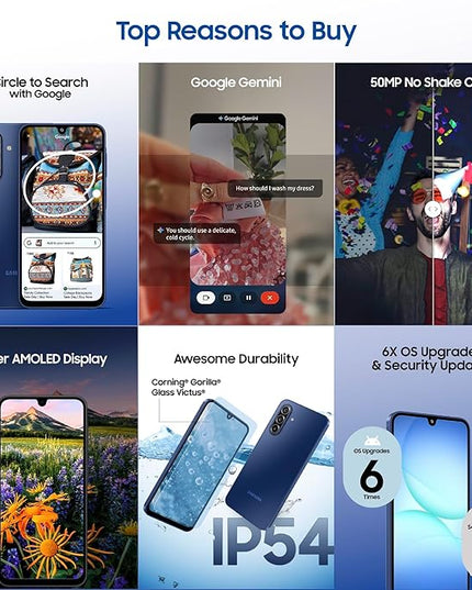 Samsung Galaxy A17 5G (Blue, 8GB RAM, 128GB Storage) | 50 MP No Shake Camera | Gemini Live | Circle to Search | Super AMOLED | Corning Gorilla Glass Victus | 7.5mm Sleek | AI