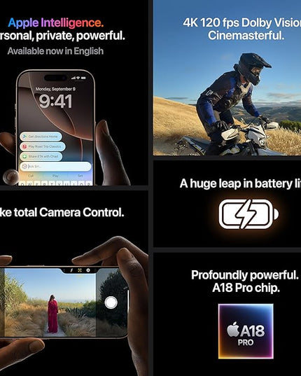 Phone 16 Pro Max 256 GB: 5G Mobile Phone with Camera Control, 4K 120 fps Dolby Vision and a Huge Leap in Battery Life. Works with AirPods; Desert Titanium( PRE ORDER ONLY)