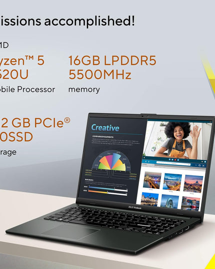 ASUS Vivobook Go 15 (2025), AMD Ryzen 5 7520U Thin & Light Laptop(16GB RAM/512GB SSD/FHD/15.6"/60Hz/Windows 11/M365 Basic (1Year)*/Office Home 2024/Backlit KB/Mixed Black/1.63Kg) E1504FA-BQ2414WS