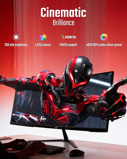 Acer Nitro ED340CUR J0 34 Inch UWQHD Curved Gaming Monitor | 3440x1440 VA Panel | 120Hz (DP) | 1ms VRB | AMD FreeSync Premium | HDR10 | 1500R | 2x HDMI 2.1 + DP 1.4 | Easy Tilt | Speakers | VisionCare