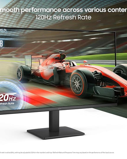 Samsung 24" (60.5 cm) 120hz Flat Monitor|IPS Panel|FHD 1080p (1920 x 1080)|120 Hz|5 ms|Dual HDMI Ports (2EA)|Super Slim Borderless Design|Game Mode|Eye Saver Mode|Wall Mountable|LS24F320GAWXXL|Black