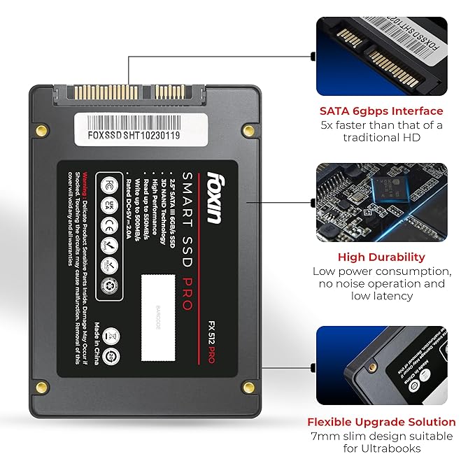Foxin FX 256 GB PRO SSD TLC 3D NAND Technology 2.5 Inch SATA III 6GB/S Internal Solid State Drive