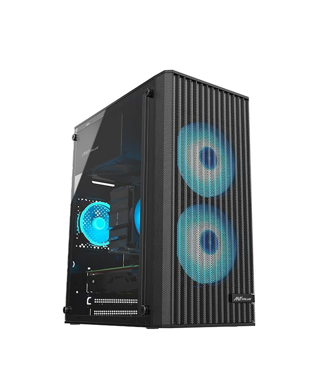 Ant Value Acrylic Vm10 Mid-Tower Computer Case/Gaming Cabinet - Black Support M-ATX,Itx, Pre-Installed 2 Front Rainbow Fans