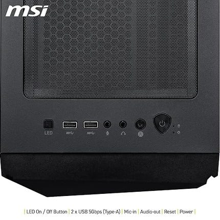 MSI MAG Forge 130A Airflow - Mid-Tower PC Case - High Airflow, ATX Capacity, 240 mm Radiator, Four Pre-Installed Auto-RGB Fans, Tempered Glass Side Panel - Black