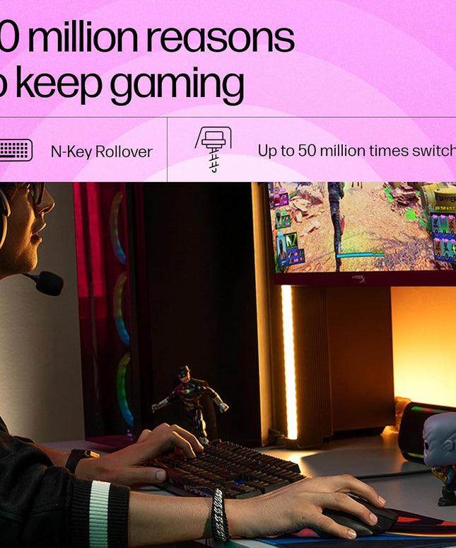 HP GK320 Wired Full Size RGB Backlight Mechanical Gaming Keyboard, 4 LED Indicators, Mechanical Switches, Double Injection Key Caps, and Windows Lock Key, 3 Years Warranty