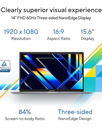 ASUS Vivobook 15, 13th Gen, Intel Core i3-1315U, 16GB RAM, 512GB SSD, FHD, Anti-Glare, 15.6", 39.6 cm, Windows 11 Home, M365 Basic(1yr)* Office24, Cool Silver, 1.70 kg, X1504VA-BQ341WS, Laptop