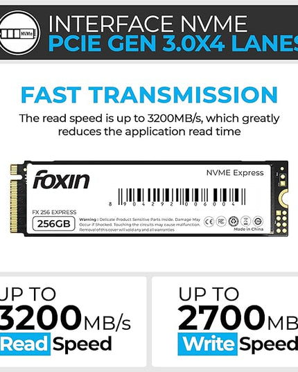FOXIN SSD 512 GB NVMe | Internal Solid State Drive with Micron Chipset, SMI controller, M.2 PCIe 3.0 interface | Ultra-low Power Consumption | Read/Write Speed Upto 2100/1800 MB/s | 5 Yrs Warrant