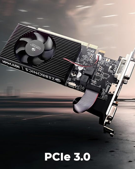 ZEBRONICS GT740-4GD3 Graphics Card,pci_e_x16 Powered by NVIDIA,4GB GDDR3,128-Bit,Pcie3.0,Upto 2560 X 1440 @60Hz,Multiple Outputs-HDMI | DVI | VGA,Physx Support,Heatsink with Fan,High Efficiency
