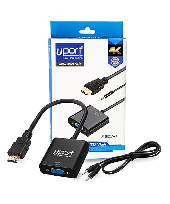 HDMI to VGA Converter Adapter Cable 1080P with 3.5 mm Audio, HDMI to VGA Adapter (Male to Female) for Computer, Laptop,Desktop, PC, Monitor, Projector, Full HDTV, Media Players – Black