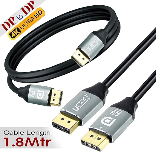1.8 Mtr Display Port 2.0 Cable Dp to Dp Cable, 4K@60Hz UHD Resolution, 18 GBPS Transmission Speed, Compatible with Laptop, TV, Projector and Monitor, Male to Male