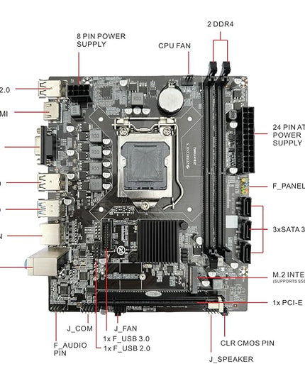 ZEBRONICS H110M2 Micro-ATX Motherboard for LGA 1151 Socket, Supports Intel 6th, 7th, 8th & 9th Generation Processors, NVMe M.2 Slot, 5.1 Audio, DDR4 2666 MHz, Ports (RJ45 | SATA | USB 3.0 | HDMI)