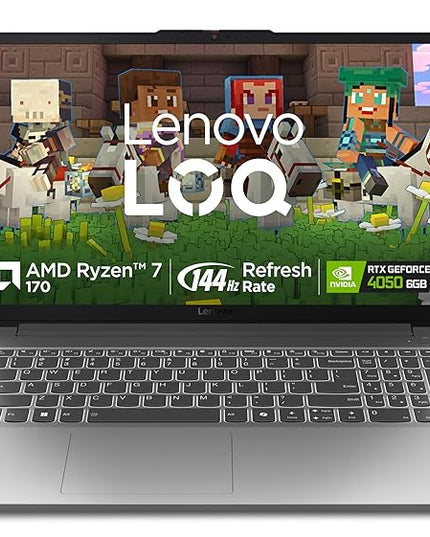 Lenovo LOQ Essential AMD Ryzen 7 170 | NVIDIA RTX 4050 6GB (16GB RAM/512GB SSD/144Hz Refresh Rate/15.6" (39.6cm)/Windows 11/Office Home 2024/3 Mon. Game Pass/Grey/1.8Kg), 83S000CPIN Gaming Laptop