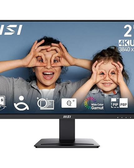 MSI PRO MP273U 27 Inch UHD Office Monitor - 3840 x 2160 IPS Panel, PIP/PBP, Wide Color Gamut, Eye-Friendly Screen, Built-in Speakers, Tilt-Adjustable - HDMI 2.0b, DP (1.4a)