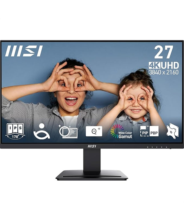 MSI PRO MP273U 27 Inch UHD Office Monitor - 3840 x 2160 IPS Panel, PIP/PBP, Wide Color Gamut, Eye-Friendly Screen, Built-in Speakers, Tilt-Adjustable - HDMI 2.0b, DP (1.4a)