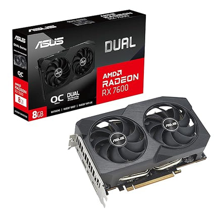 ASUS Dual Radeon™ RX 7600 V2 OC Edition 8GB GDDR6 Graphics Card (PCIe 4.0, 8GB GDDR6, HDMI 2.1, DisplayPort 1.4a, 2.5-Slot Design, Axial-tech Fans, GPU Tweak III)