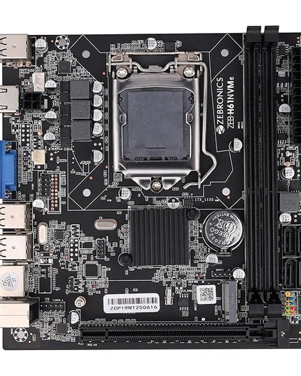 ZEBRONICS H61-NVMe Micro-ATX Motherboard for LGA 1155 Socket, Supports Intel 2nd & 3rd Generation Processors, M.2 Slot, 5.1 Audio, DDR3 1600 MHz, Ports (RJ45 | SATA | USB | HDMI)