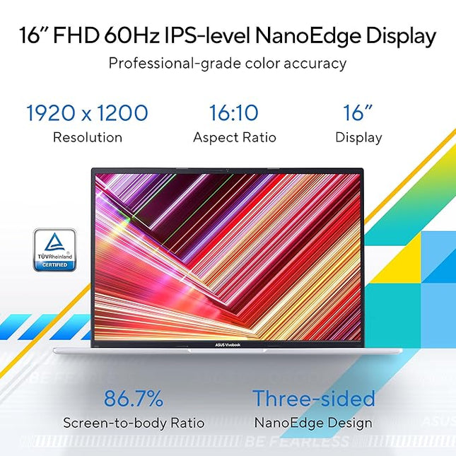 ASUS Vivobook 16, Intel Core i5-13420H Processor,(16GB RAM/512GB SSD/16 FHD+ (1920 x 1200)/Win 11/M365 Basic (1Year)*/Backlit Keyboard/Office Home 2024/Silver/1.88 kg),X1605VA-MB1627WS