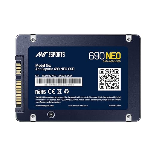 Ant Esports 690 Neo Sata 2.5" 512GB Internal Solid State Drive/SSD with SATA III Interface, 6Gb/s, Fast Performance, Read/Write - 520/450 MB/s, Quad Channel Controller compatible with PC and LAPTOP